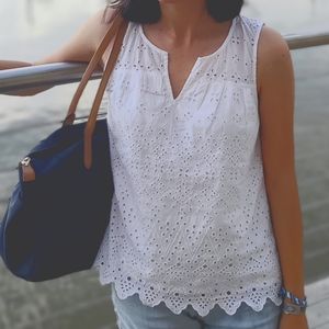 Gap Small Eyelet Blouse - 100% Cotton